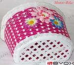 ВЕЛО КОШНИЦА ЗА БАГАЖ ДЕТСКА ПРЕДНА ПЛАСТМАСОВА ПЛЕТЕНА РОЗОВА С ЦВЕТЯ BYOX 108292-2